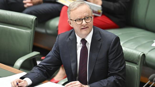 Mr Albanese will renew Labor’s ambition to “build a universal child care system,” adding this “doesn’t mean compulsory or mandatory”. Picture: NewsWire/Martin Ollman