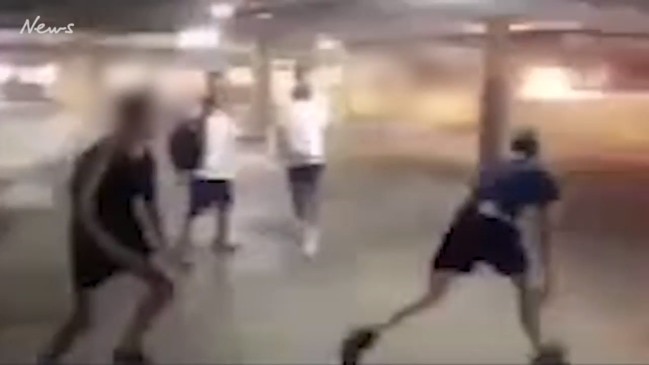 High school students fight in a car park in Cairns in February, 2019