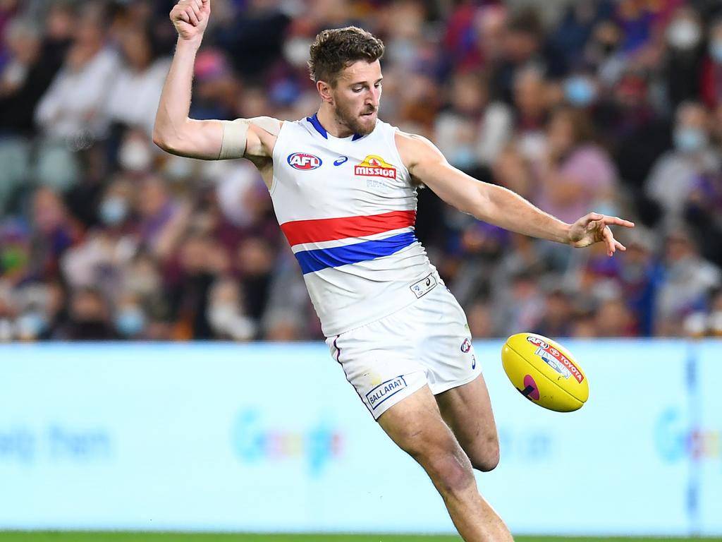 Bulldogs captain Marcus Bontempelli was on the end of a contentious umpiring call. (Photo by Albert Perez/AFL Photos via Getty Images)