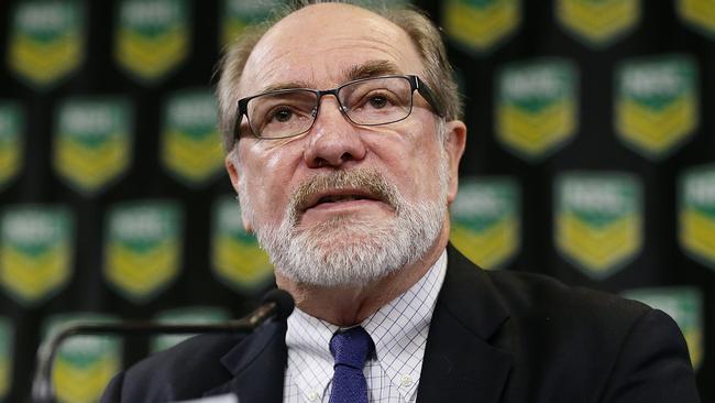 SYDNEY, AUSTRALIA - MARCH 18: ARU Chairman John Grant speaks to the media during a NRL press conference at NRL Headquarters on March 18, 2016 in Sydney, Australia. (Photo by Mark Metcalfe/Getty Images)