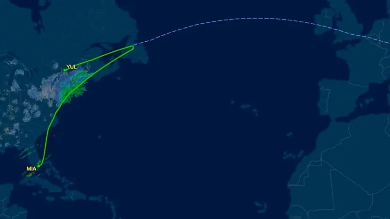 The aircraft’s route from Miami to Frankfurt. Picture: Newsflash