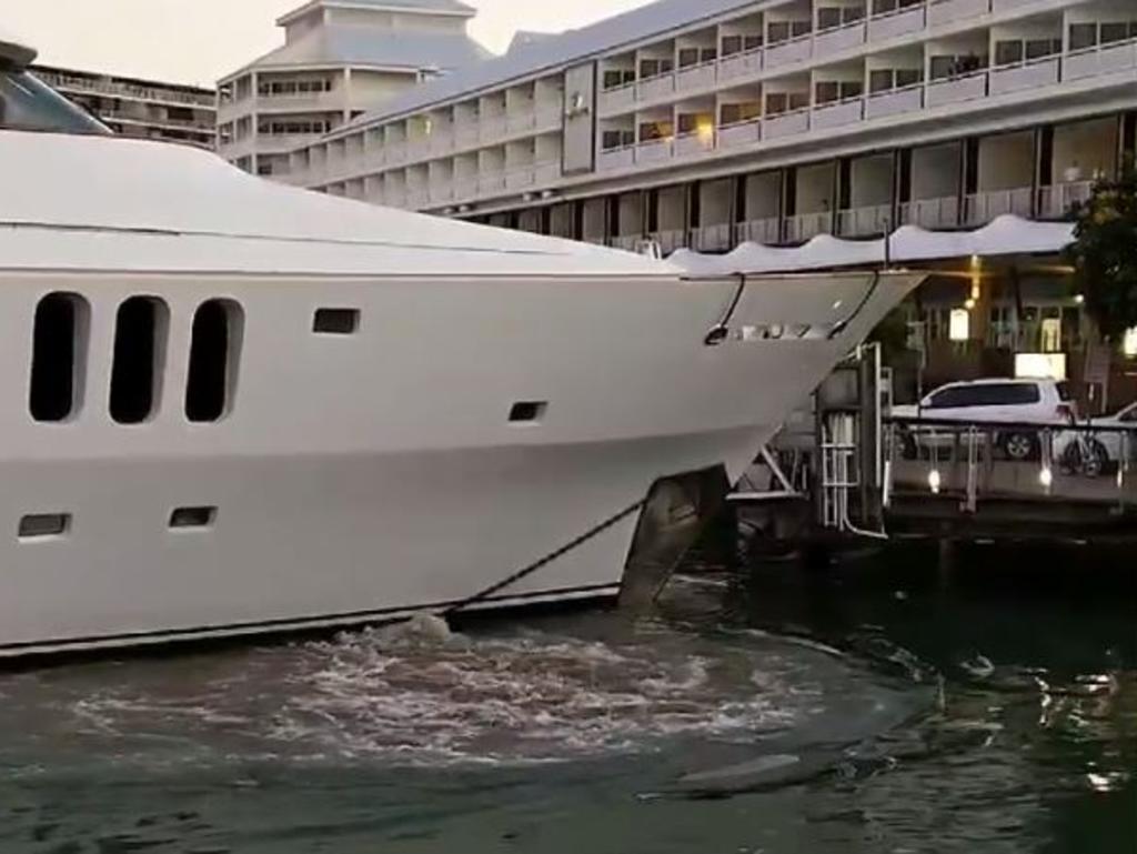 The moment the superyacht crashes into Cairns. Picture: Roberto Pellegrini