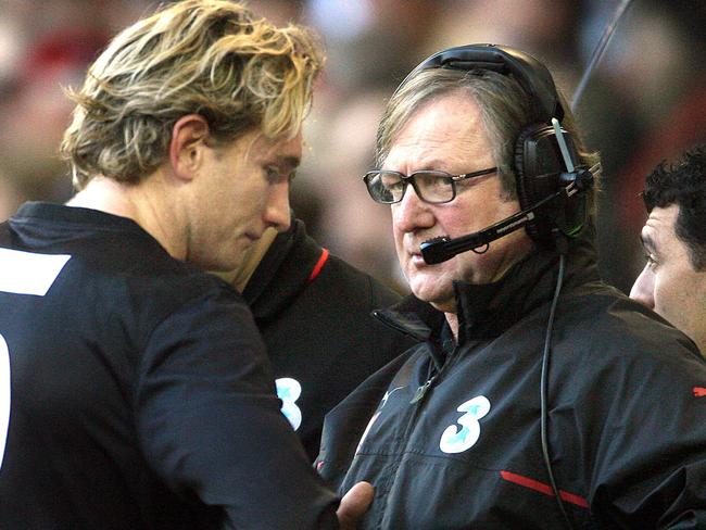 James Hird with Essendon coach Kevin Sheedy.