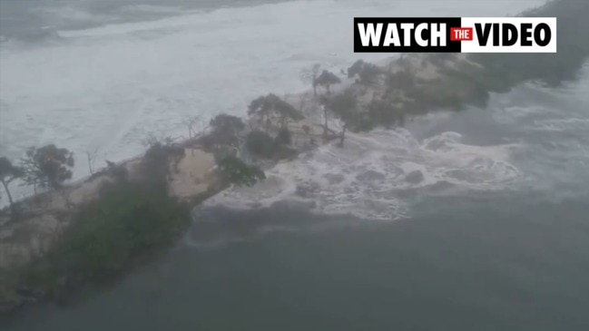 Big swell, high tide at Bribie Island