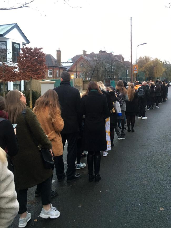 Voters queue outside a polling station in Clapham, London. Picture: Kelly Molloy/AP