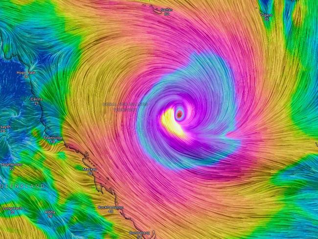 A tropical low off the Queensland coast could develop into Tropical Cyclone Kirrily. Picture: Windy