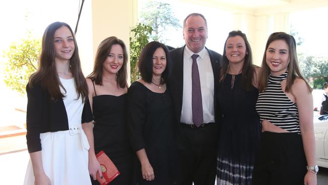 Deputy Prime Minister Barnaby Joyce, with his wife, Natalie, and their four daughters. Picture: Kym Smith