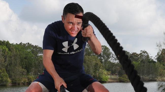 Ryan Maloney works the ropes in training. Picture Glenn Hampson