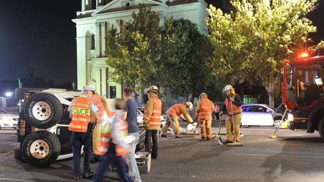 A crash scene on Grote Street, near West Terrace, in the city.