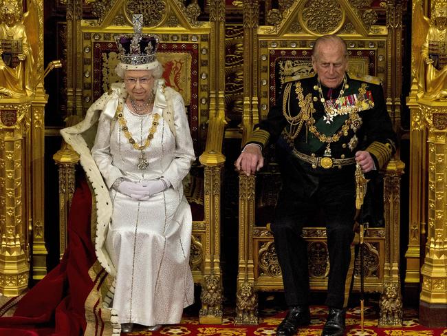 The Queen and Prince Philip in the House of Lords in 2012. Picture: AP