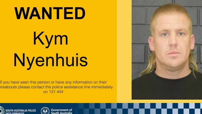 Police are searching for wanted man Kym Nyenhuis, who may have access to a firearm. Picture: SA Police