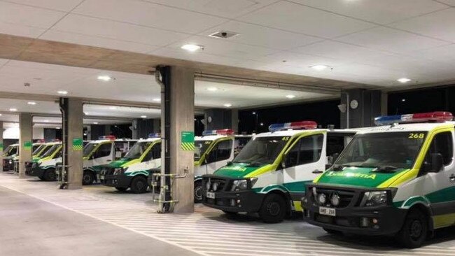 Ambulance ramping at the new Royal Adelaide Hospital. Picture: Ambulance Employees Association Facebook page