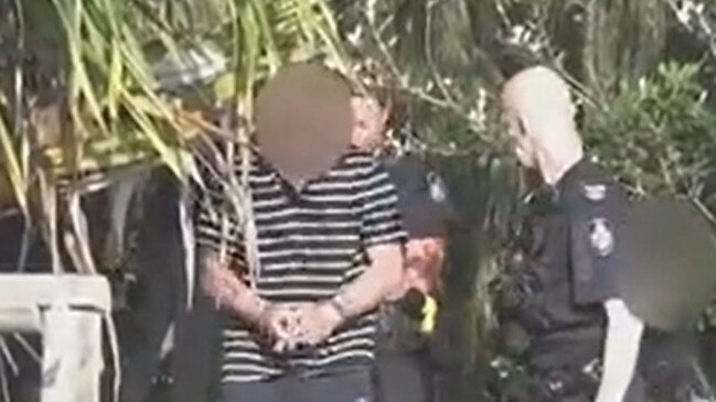 Police arresting Brandon Lee Jukes in Kirra. Picture: 9News Gold Coast