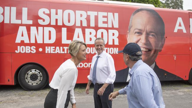 Labor senator Kristina Keneally and former Labor leader Bill Shorten on the campaign trail.