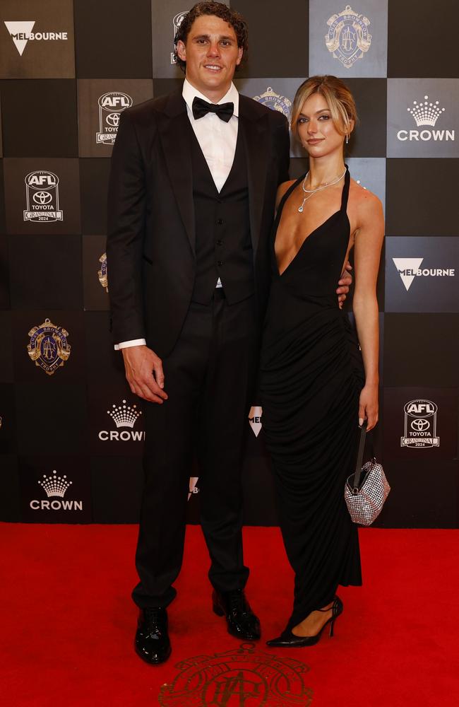 Charlie Curnow and his girlfriend, fashion designer Tiana Simic, made their debut on the red carpet at the Brownlow last year. Picture: NewsWire/Michael Klein