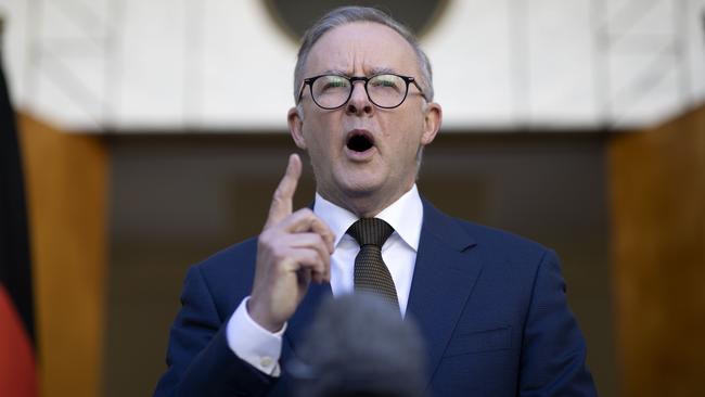 Prime Minister Anthony Albanese said the Solicitor-General will give him advice on Monday as to whether Mr Morrison’s actions were illegal. Picture: NCA NewsWire / Gary Ramage