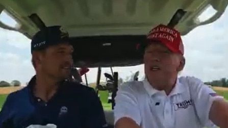 Professional golfer Bryson DeChambeau plays with Donald Trump and has gone viral. Picture: YouTube