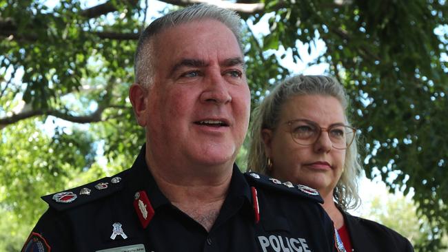 NT Police Commissioner Michael Murphy and Attorney General Marie-Clare Boothby on December 31, 2024. Picture: Zizi Averill.