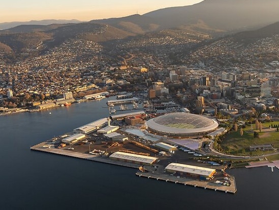 Renders of Macquarie Point stadium. Picture: Cox Architecture. **Hobart stadium, Mac Point stadium, new Tasmania AFL stadium