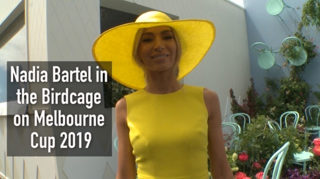 Nadia Bartel in the Birdcage on Melbourne Cup 2019