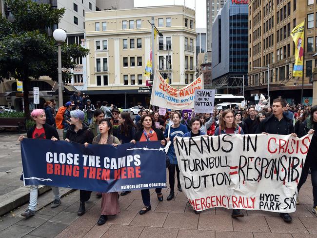 Protesters gathered at Hyde Park &amp; marched through the streets of Sydney in protest. Picture: Troy Snook/News Corp Australia