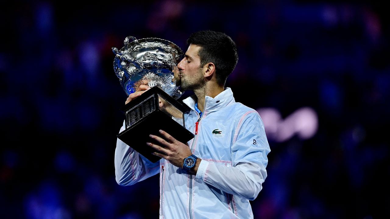 Novak Djokovic hasn’t lost a match at Rod Laver Arena since before the pandemic. (Photo by MANAN VATSYAYANA / AFP)--