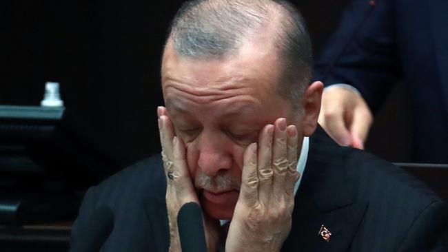 Recep Tayyip told his advisers to ‘defend the truth’. Picture: AFP