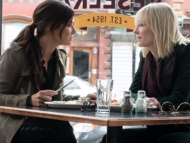 Sandra Bullock and Cate Blanchett in a scene from Ocean’s 8.