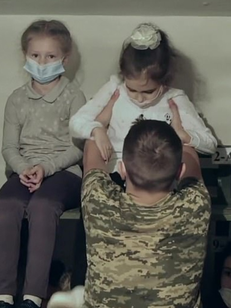 The drills are being done in a bid to prepare children as Russian soldiers make their way through Ukraine. Picture: BBC News