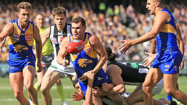 West Coast midfielder Luke Shuey had 34 disposals. Picture: Mark Stewart