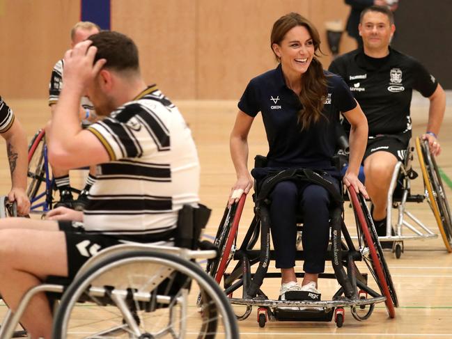 The Princess of Wales took part in a wheelchair rugby game to highlight the inclusivity in the sport. Picture: AFP