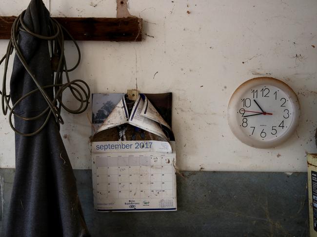 The calendar on the wall of the dairy is still showing the month of September 2017, the final month Peter Enever’s dairy farm operated. Picture: Toby Zerna