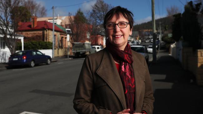 Hobart City Council Deputy Lord Mayor Helen Burnett in North Hobart in relation to the council's decision regarding Airbnb operations in the city. Picture: Nikki Davis-Jones