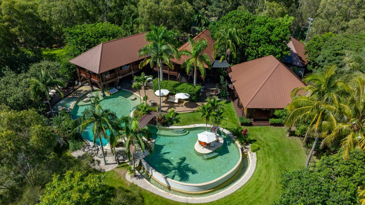 An aerial of the luxury resort on Makepeace Island. Picture: Blink Productions