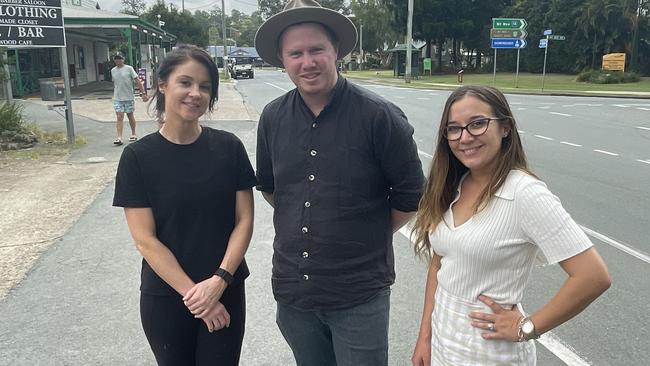 Woodside Ceramics owner Bryan Wood, Silverwood Cafe owner Jess Griffiths and Dayboro Progress Association member Kaela Boulter. Picture: Aaron Goodwin