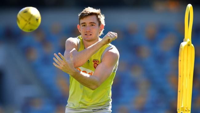 Andrews during a Lions training session at the Gabba. Picture: AAP Image/Darren England