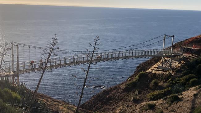 A stunning coastal suspension bridge has been erected in Adelaide's south. Picture: City of Marion