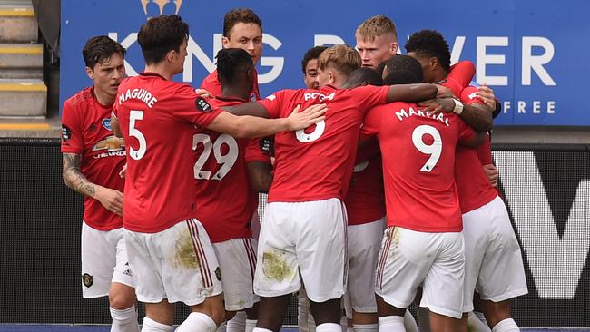 Manchester United finished the season in third following a 2-0 win over Leicester. Picture: AFP