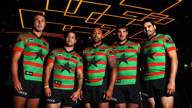 South Sydney won a title on the back of a rebuild around (L-R) Sam Burgess, Issac Luke, Roy Asotasi, David Taylor and Greg Inglis.