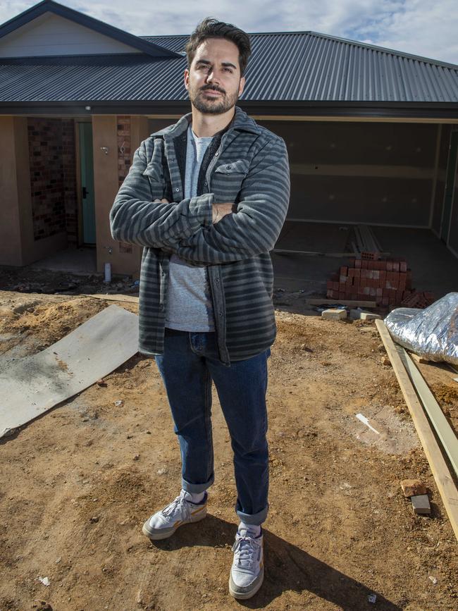 Dave Treasure at his Mount Barker home where he has lost nearly $50,000 after hiring failed concrete firm Adelaide Exposed Concrete. Picture: Mark Brake
