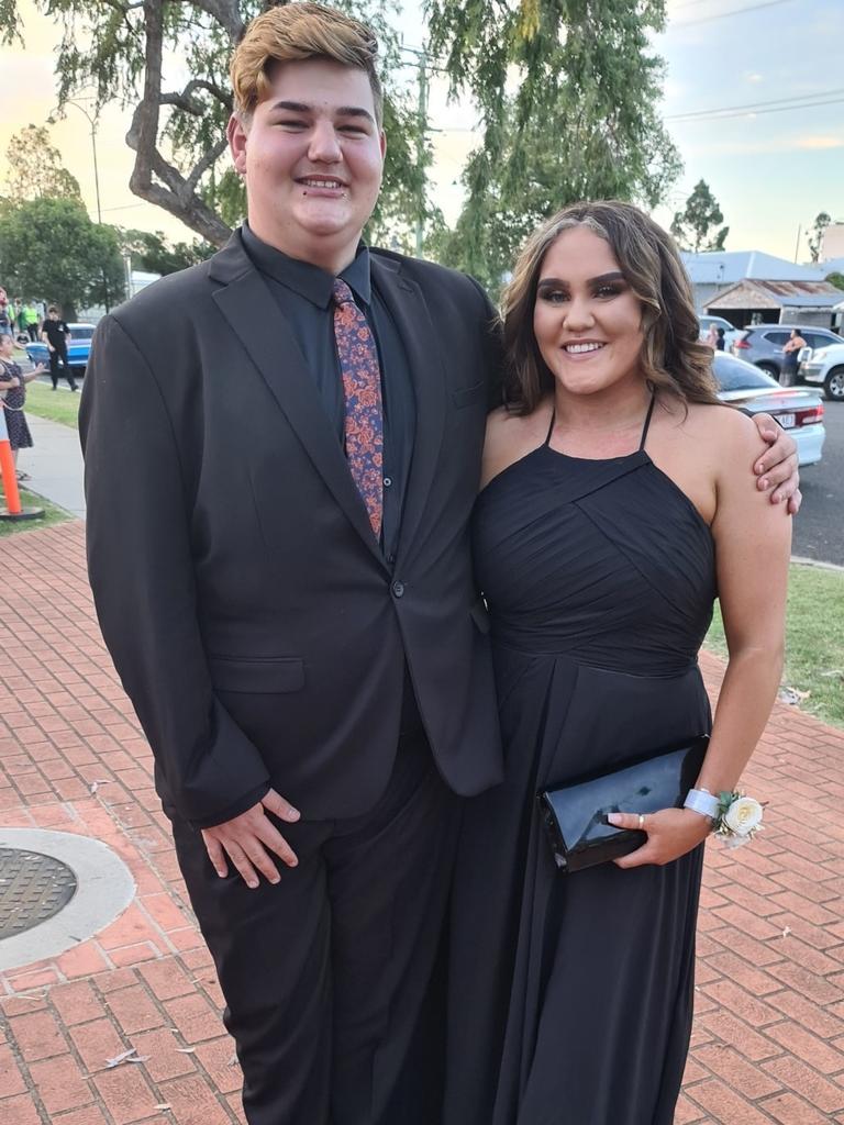 Jarrod O'Neil and Partner Mia Prince Oakey State High School formal. Photo Sean Federoff