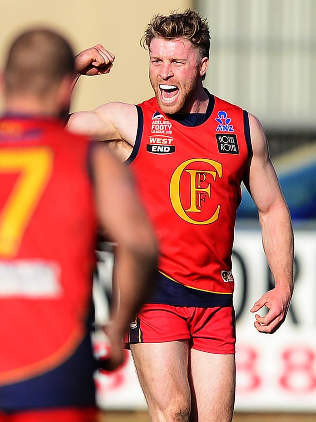 Daniel Blythe was strong in the Reds midfield against Golden Grove. Picture: AAP/Mark Brake