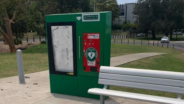 Police are investigating the destruction of a public defibrillator cabinet during a vandal attack at Cromer Park, Cromer. Picture: Manly Warringah Football Association