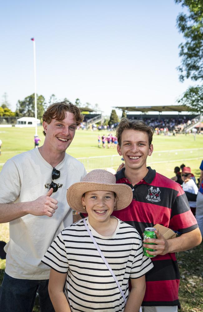 Enjoying the rugby are (from left) James Doherty, Heidi Naug and Louis Naug. Picture: Kevin Farmer