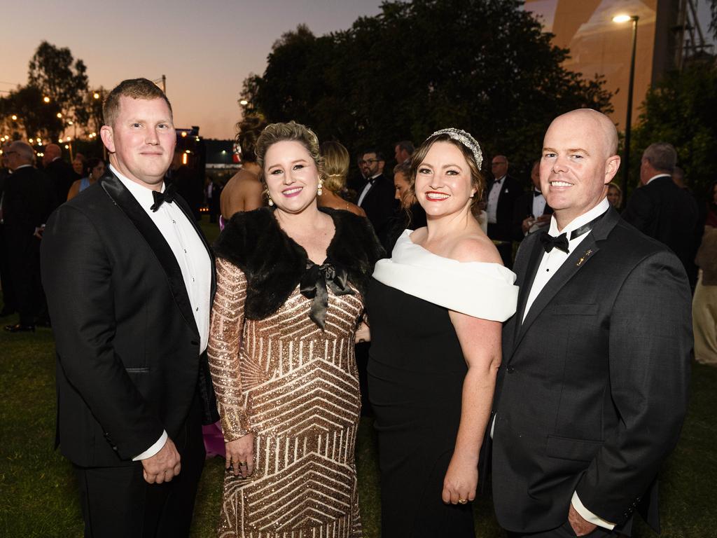 At the LifeFlight Toowoomba Gala are (from left) Lucas Wegener, Erika Brayshaw, Nadia Davies and Nathaniel Davies at The Goods Shed, Saturday, May 24, 2025. Picture: Kevin Farmer