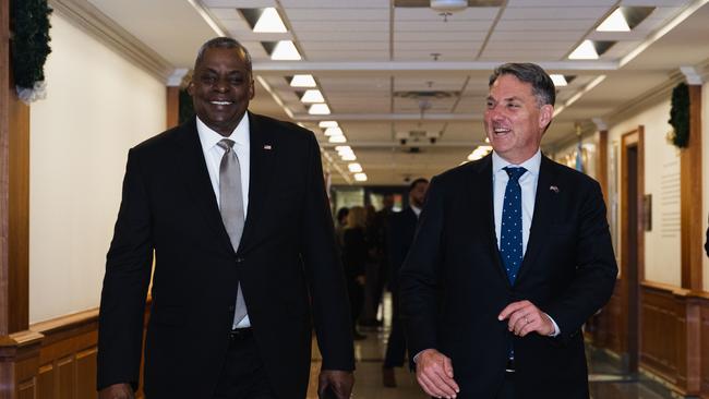 Richard Marles and SU Defence Secretary Lloyd Austin at the Pentagon in Washington DC last December.