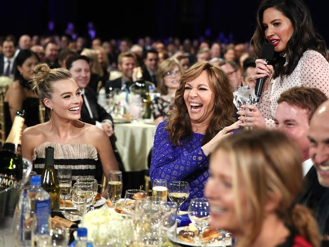 Margot Robbie, Allison Janney and host Olivia Munn attend The 23rd Annual Critics’ Choice Awards at Barker Hangar on January 11, 2018 in Santa Monica, California. Picture: Getty