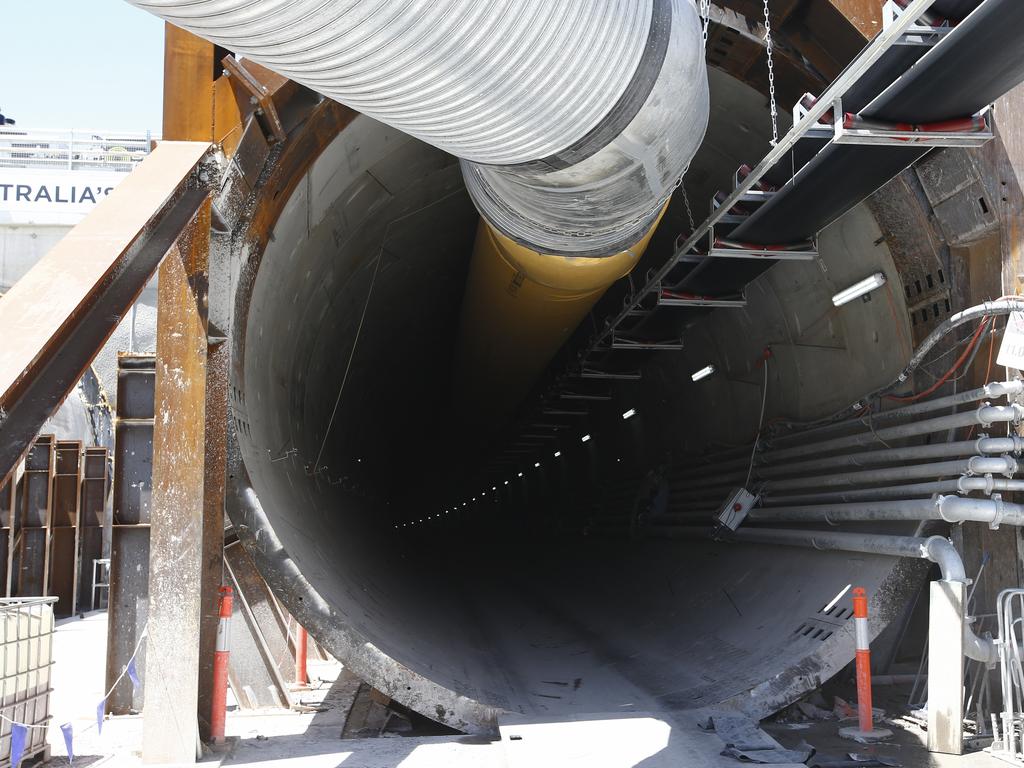 The entrance of the North West Rail Link tunnel at Bella Vista. The North West Rail Link is underway and TBM Elizabeth has cut through 1092metres of earth travelling East from Bella Vista. Picture: Bradley Hunter