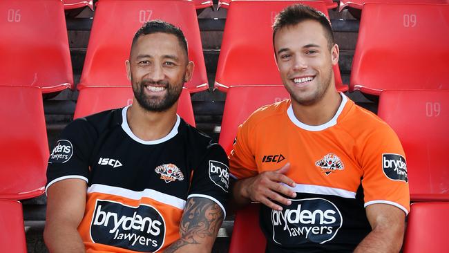 Benji Marshall and Luke Brooks. Picture: Richard Dobson