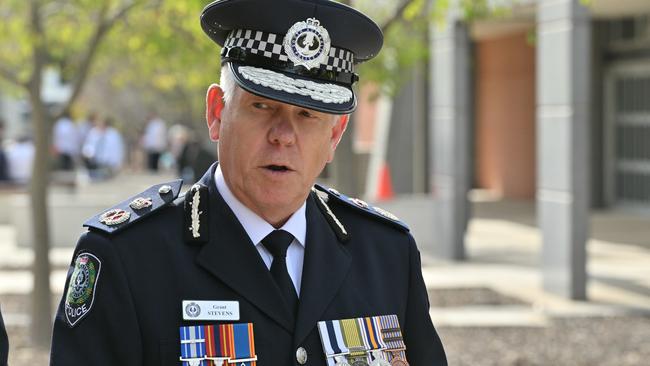 Police Commissioner Grant Stevens, pictured at the Fort Largs Police Academy, can only authorise any force complaint or disciplinary action under state law. Picture: NCA NewsWire / Brenton Edwards